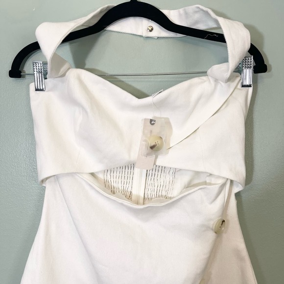 Anthropologie Mare Mare Women's White Cutout Twill Halter Mini Dress Small NWT - Picture 6 of 10